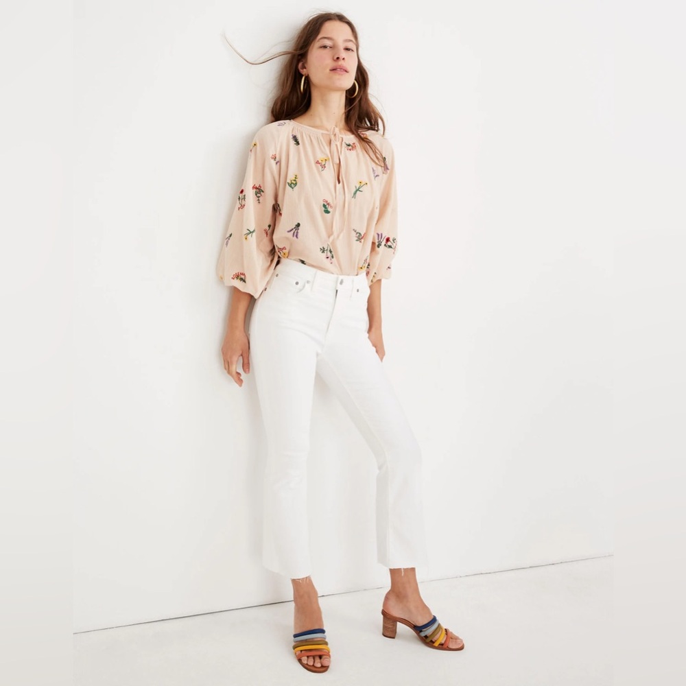 Madewell | Cali Demi-Boot Jeans in Pure White: Raw-Hem Edition | Size 27 Tall